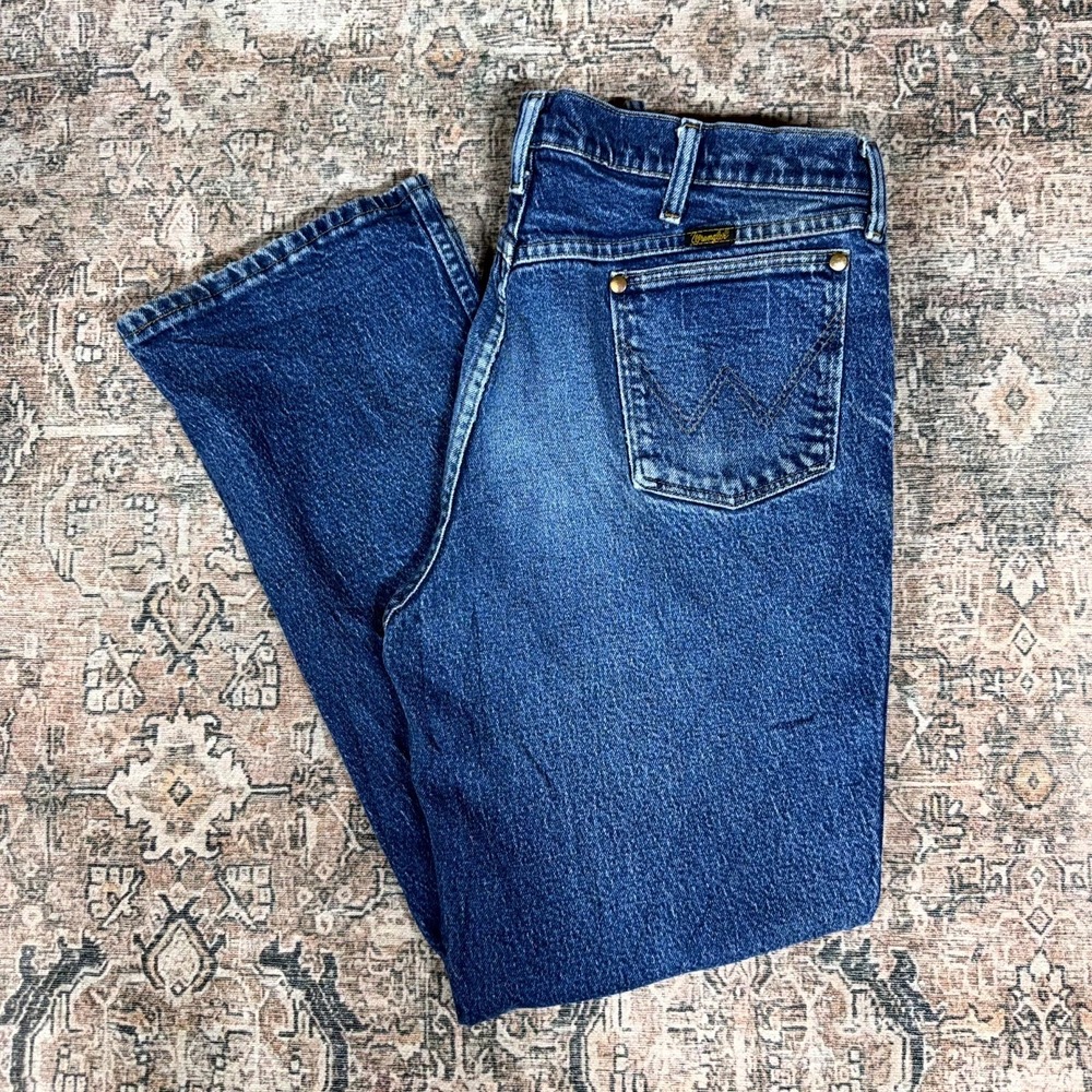 Wrangler Cowboy Cut 947STR Jeans Men's 34x30 Blue Cotton Denim Bootcut Stretch
